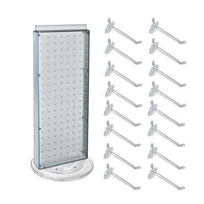 Revolving 8"W x 20.625"H Pegboard Counter Display w/16 4"Hooks
