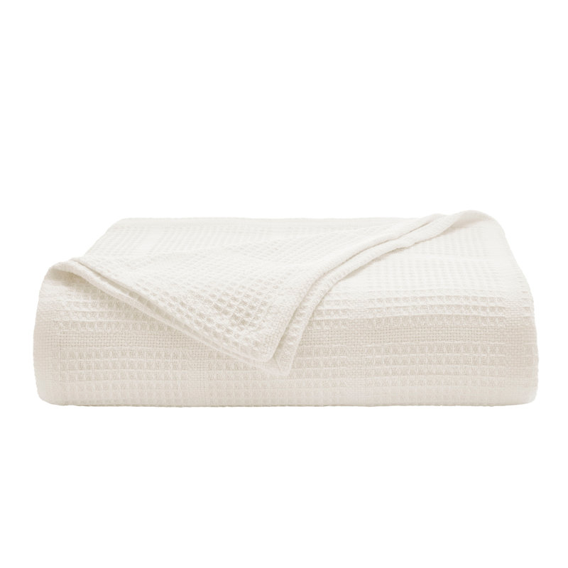Couverture en coton uni Kenneth Cole, Lit simple, Blanc