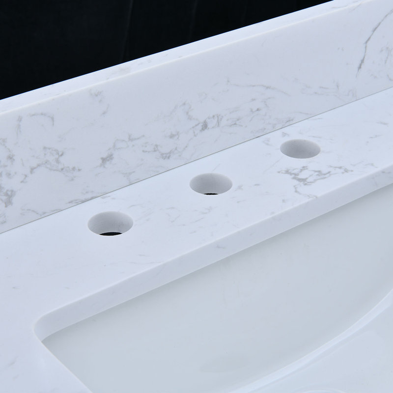 Plateau de meuble-lavabo simple 48 po blanc avec comptoir en pierre composite d'ingénierie