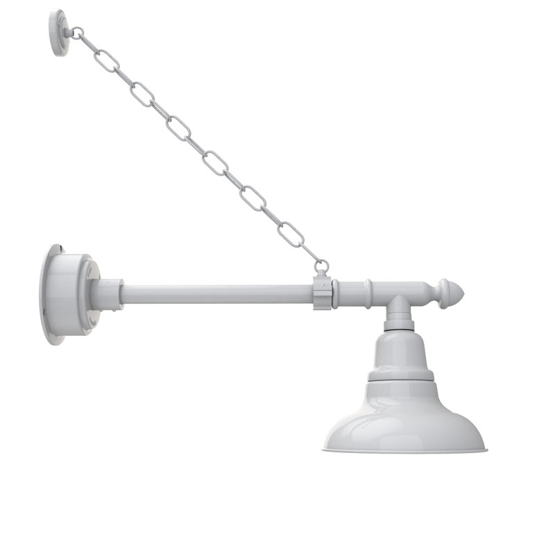 Luminaire de grange d'extérieur à DEL Adesh, H 17 po x l 8 po x P 27 po, Blanc