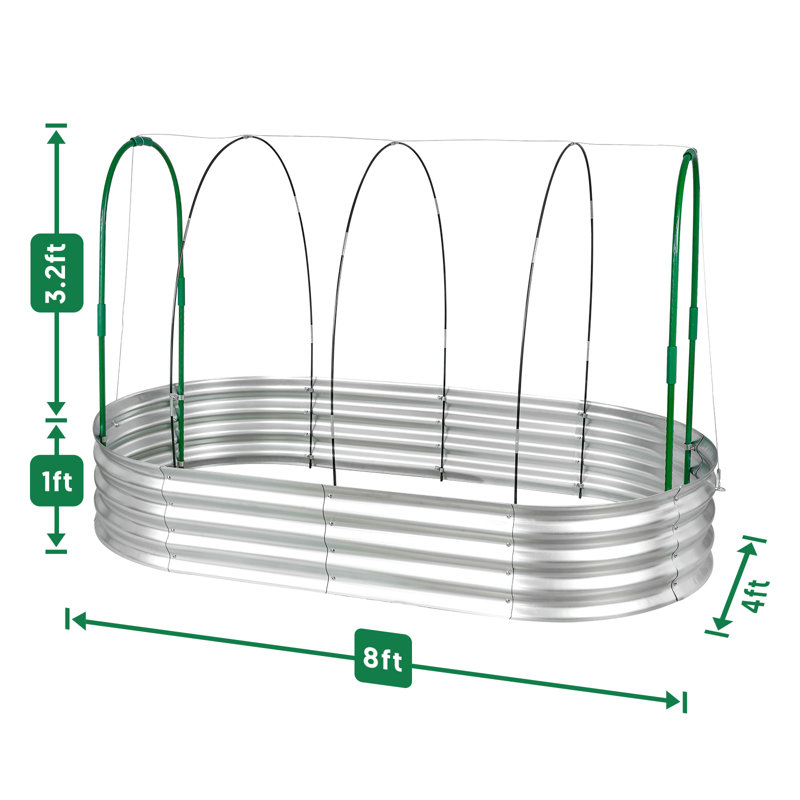 Lit de jardin surélevé avec cadre de serre et 3 housses pour toute l'année, H 42 po x l 96 po x P 48 po