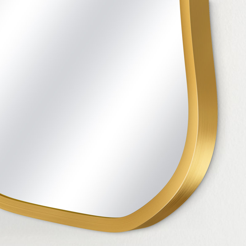 Miroir mural contemporain contemporain avec bords concaves pour meuble-lavabo, décoration de salon, 36 po x 26 po, Doré