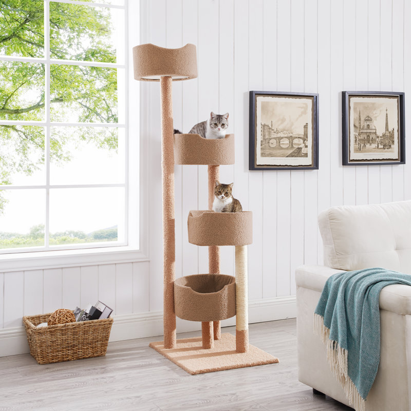 65 " H Cat Scratching Post, Beige