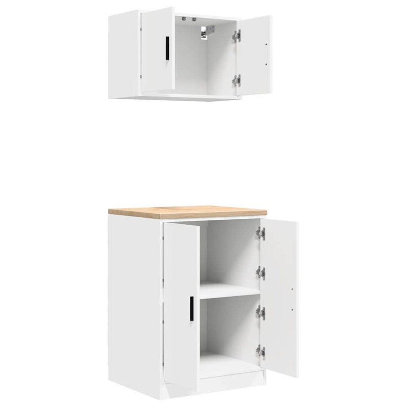Garage Cabinets 2 Pcs Engineered Wood, White