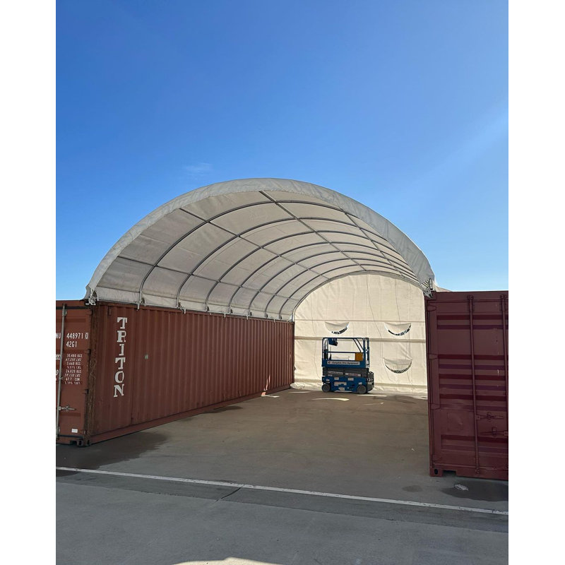 20'X40' Shipping Container Canopy Shelter With Closed Back Panel 15Oz PVC