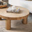 Table basse ronde en bois massif rétro Burlywood