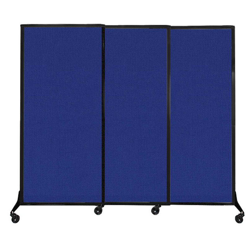 Cloison coulissante à 3 panneaux QuickWall, Bleu royal, H 70 po x l 100 po