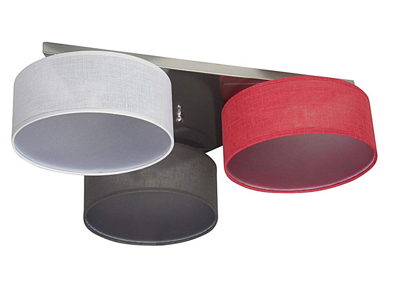 Pulley Fabric Semi Flush Mount, White/Red/Anthracite