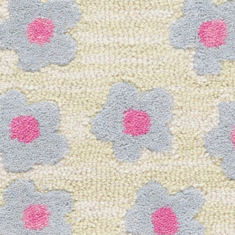 Tapis jaune / rose / bleu / gris / vert Claro, Carré 5 pi