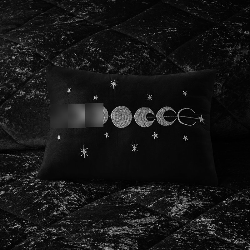 Édredon simple / simple TG en velours noir matelassé à losanges, lavable à la machine