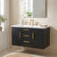Meuble-lavabo mural 36 po avec 2 tiroirs et panneau de fibres à densité moyenne intégré noir-130804476