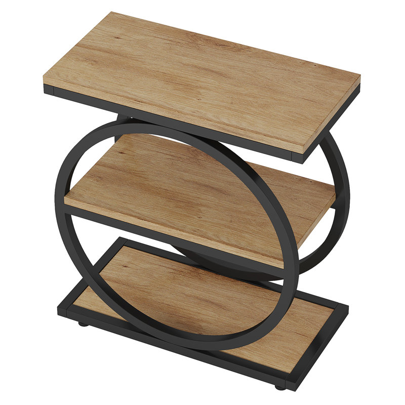 23.6 Inch Narrow 3-Tier End Table With Storage – Slim Industrial Sofa Side Table Or Tall Nightstand For Living Room & Bedroom