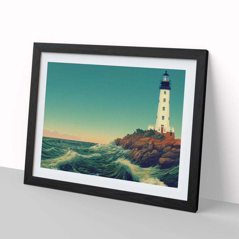 Lighthouse Seascape Vol.1 - Single Picture Frame Print, Black, 34cm H x 46cm W