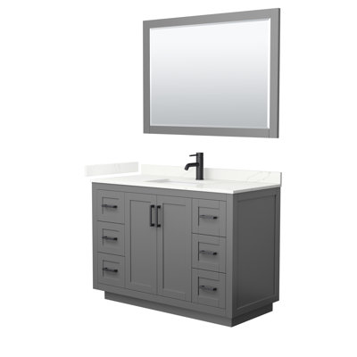 Miranda 48" Freestanding Single Bathroom Vanity with Quartz Top with 46" Mirror