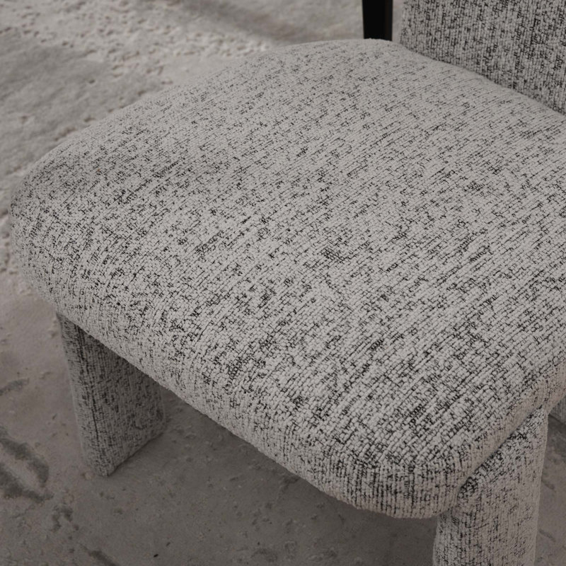 Ensemble de chaises de salle à manger en chenille avec pieds en bois d'hévéa, 4, Gris