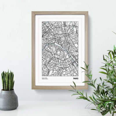Map Paris France - Picture Frame Graphic Art