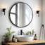 Miroir de salle de bain rond avec cadre en alliage d'aluminium et verre trempé-1915557817-1915557816