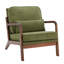 Chaise rembourrée en mélange de lin avec pieds en bois et coussin lombaire-2010578076