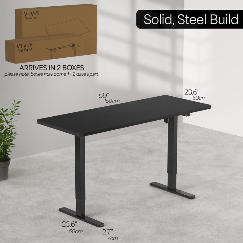 Bureau électrique à hauteur ajustable, série DESK-KIT-B06B, Blanc / Noir
