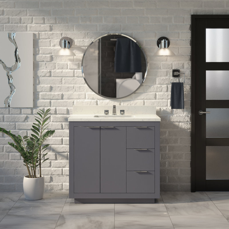 Ensemble de meuble-lavabo simple 36 po Anastazia, Gris marine