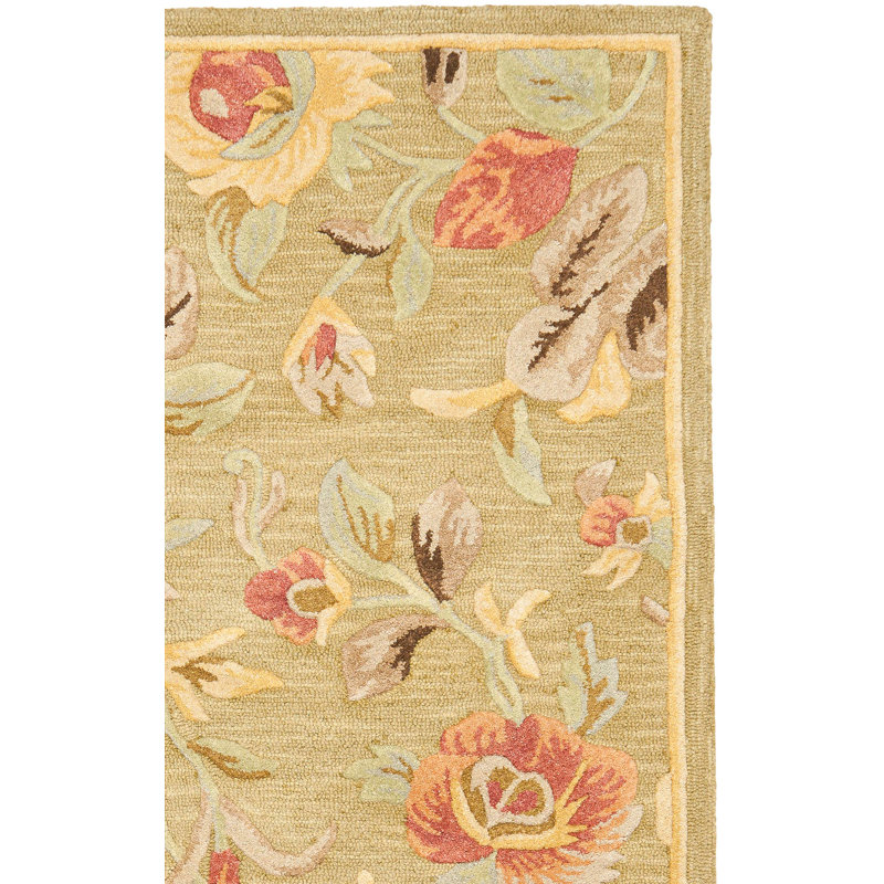 Tapis en laine crocheté à la main à motif floral Emrick, Carré 6 pi