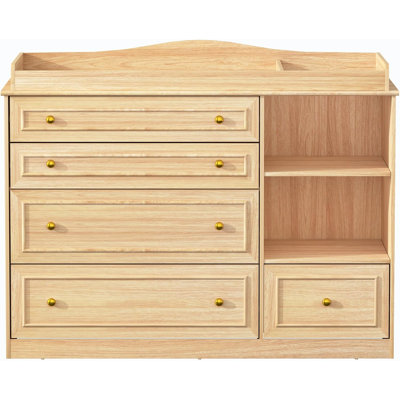 Changing Table Dresser With 5 Drawers And 2 Shelves