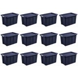 Sterilite Tuff1 30 Gal Plastic Storage Tote Bin w/ Latching Lid, (12 Pack)