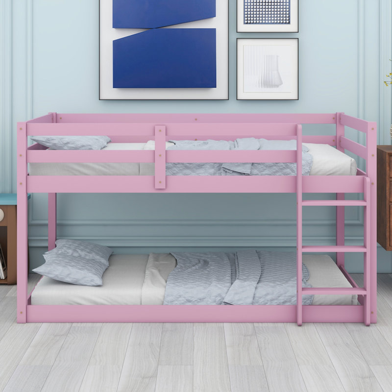 Lit superposé en bois avec échelle, Rose