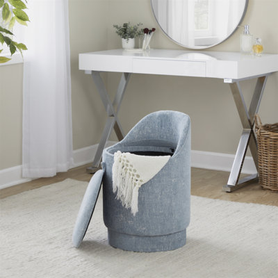 Tabouret de coiffeuse 18 "avec pivot en tissu bleu clair