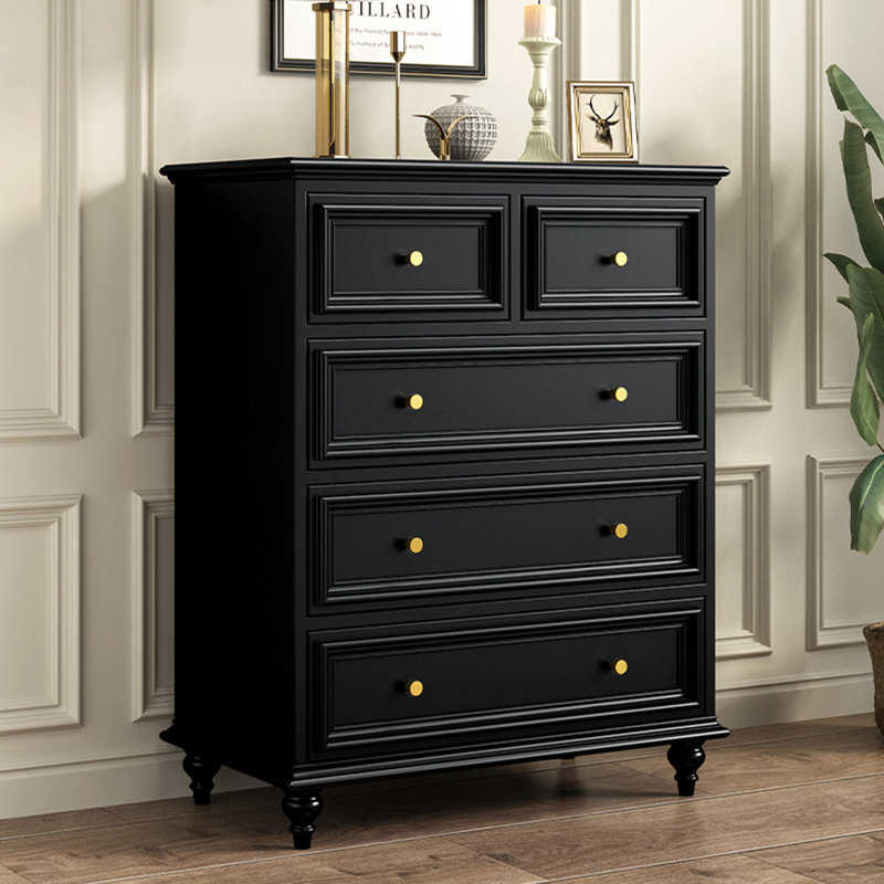 Armoire d'appoint en bois manufacturé noir massif