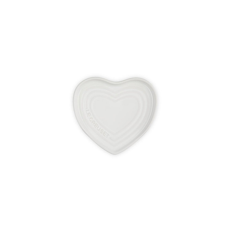 Le Creuset Stoneware Heart Spoon Rest 5 In Cerise, White