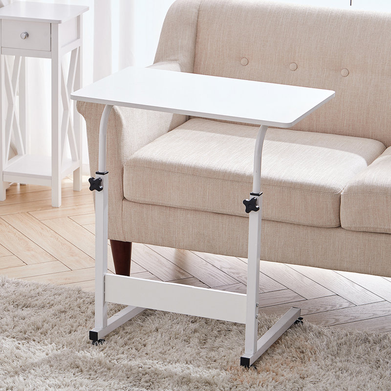 Height Adjustable Computer Table Standing Desk with Wheels, White, White