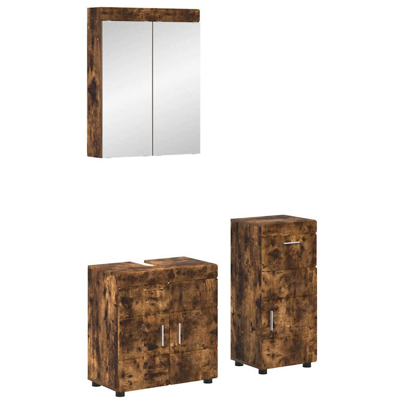 Vanity & Mirror Set, Dark Wood