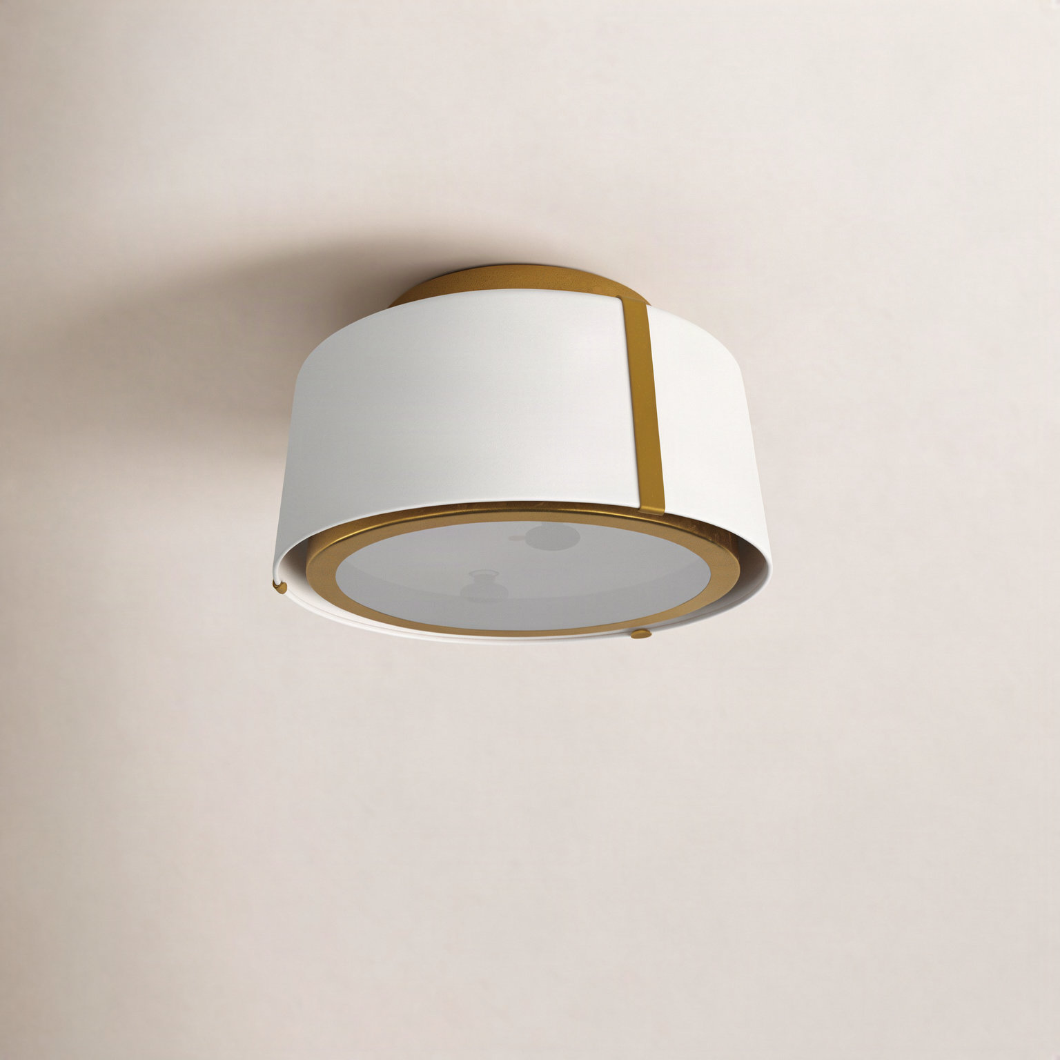 Marietta 2-Light Flush Mount, Antique Gold, Gold/White