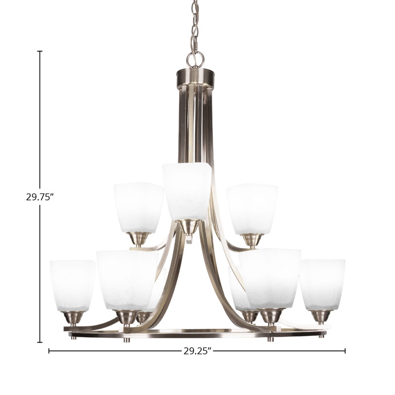 Lustre 9 lumières, Nickel brossé, Blanc
