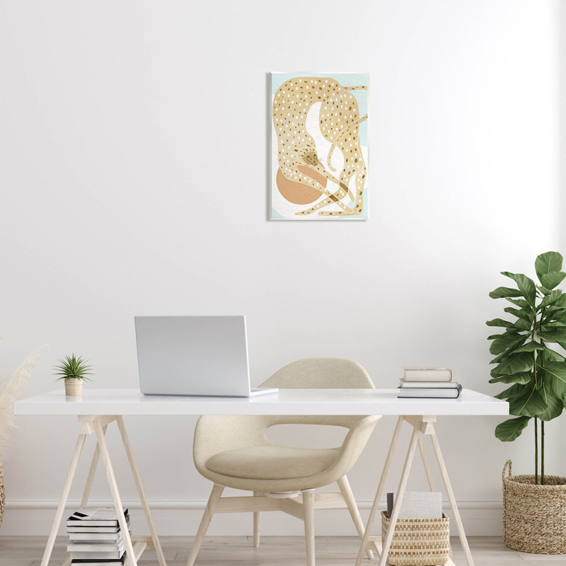 Art contemporain par estampe numérique de guépard par Lil 'Rue, H 19 po x l 13 po x P 0,5 po, Bois