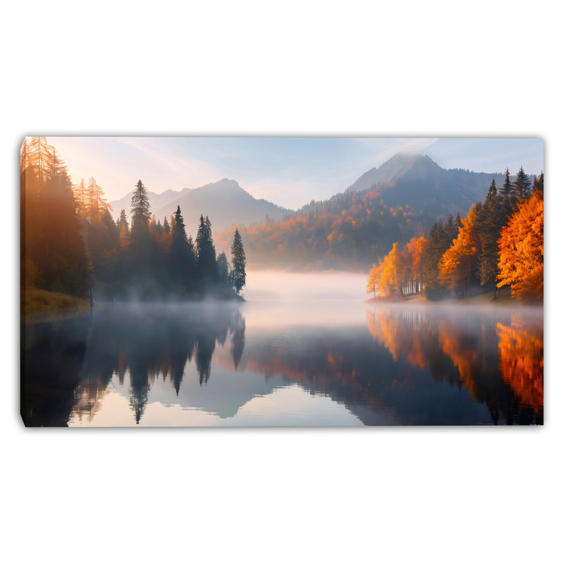 Art mural sur toile Misty Autumn Reflection, H 24 po x l 42 po