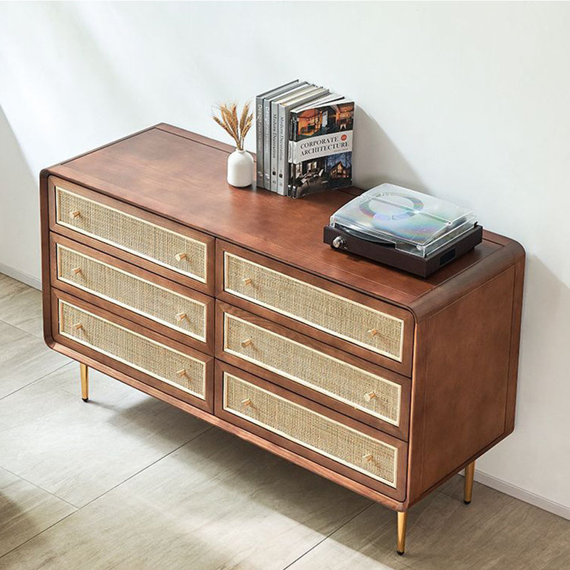 Armoire décorative à tiroirs en bois massif