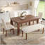 Ensemble de salle à manger moderne 6 pièces avec table rectangulaire, 4 chaises et banc rembourrés, assemblage facile, conception peu encombrante-1078821328-1078821330
