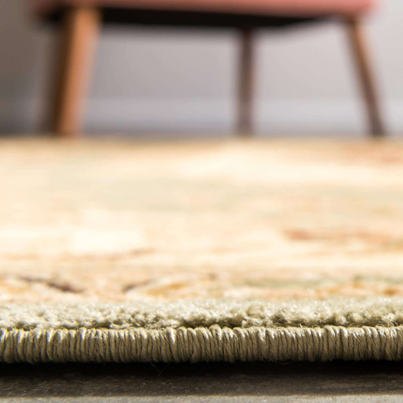 Aracelia Green/Beige Area Rug, Round 4'1", Green/Beige