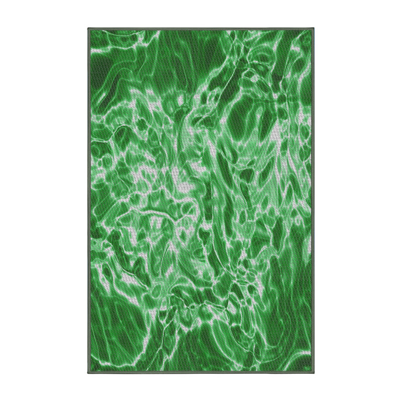 Vert abstrait Tapis décoratif, Rectangle 5 pi x 7 pi