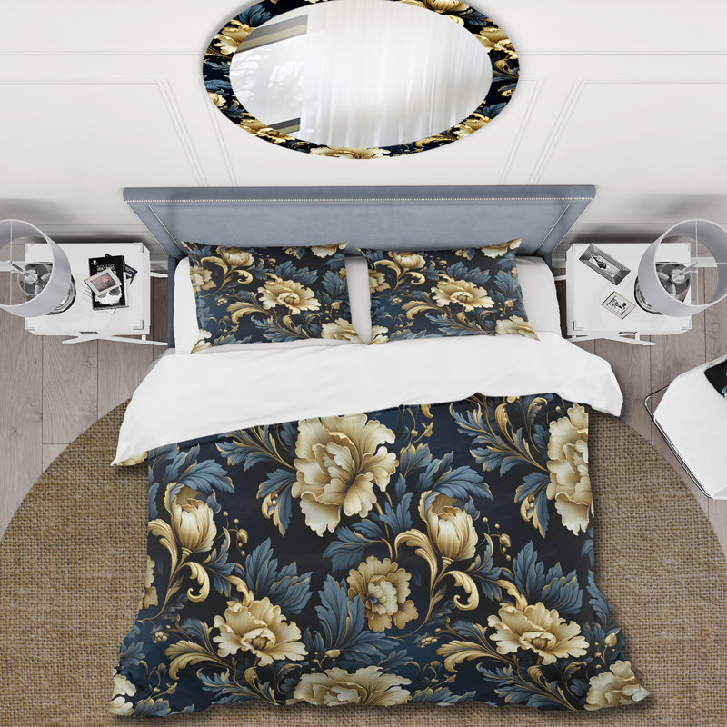 Regal Baroque Flourish Victorian Pattern VI - Ensemble de housse de couette damassé