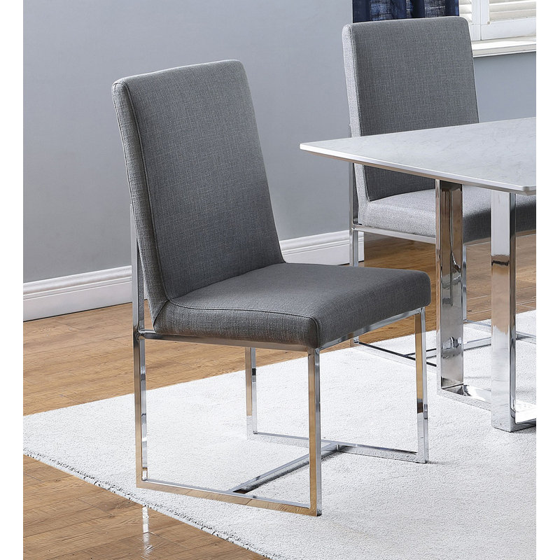 Ensemble de 2 chaises de salle à manger rembourrées avec structure en métal chromé