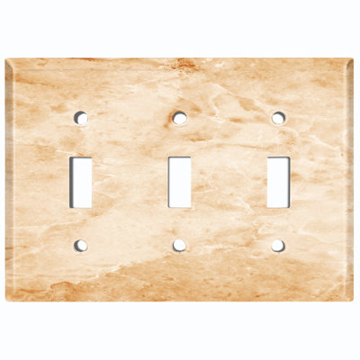 Metal Light Switch Plate Outlet Cover (Marble Brown Print 6  - Triple Toggle)