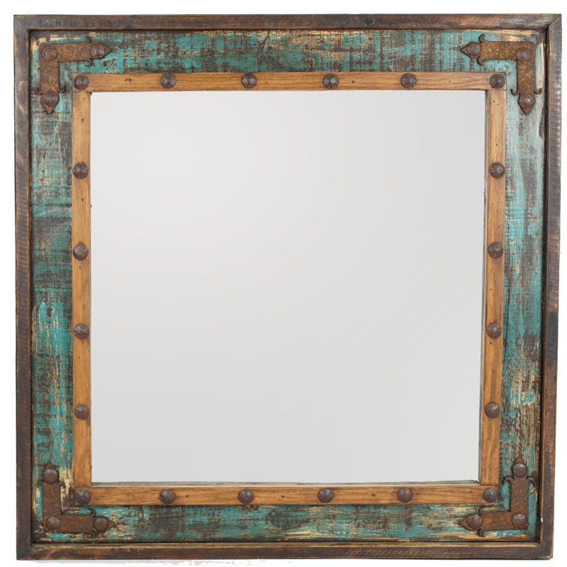 Adrushan Solid Wood Flat Mirror, 36" H x 36" W