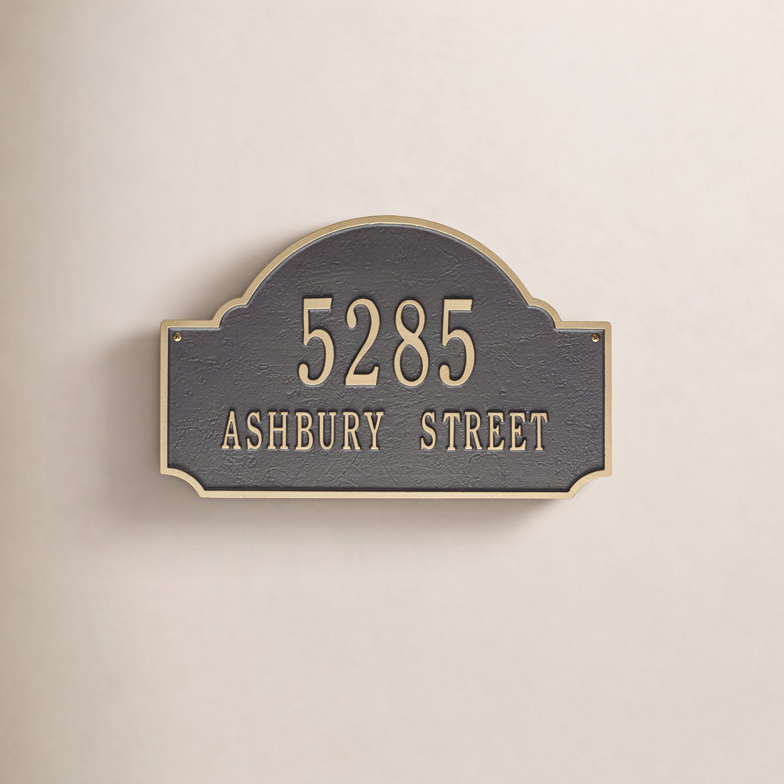 2-Line Wall Mount Address Plaque, Bronze/Gold, Yes
