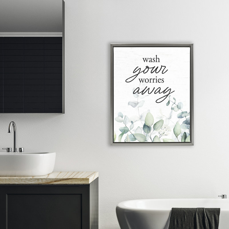 Cadre flottant Wash Worries Away, H 31 po x l 25 po, Cadre flottant gris lustré