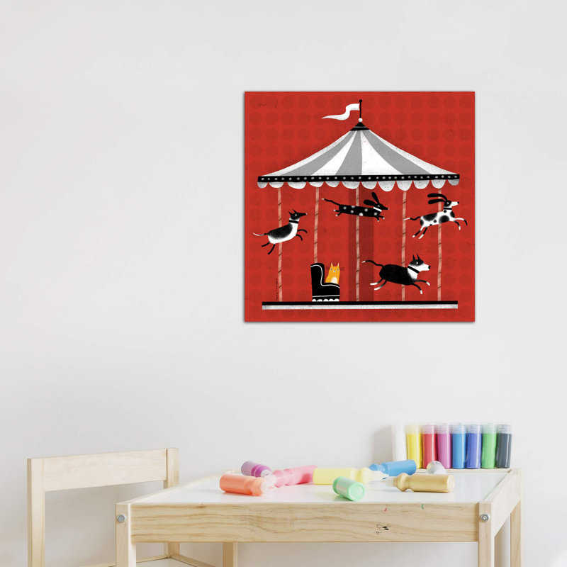 Carousel by Terry Runyan - Print, No Mat, Wrapped Canvas, 12" H x 12" W x 0.75" D