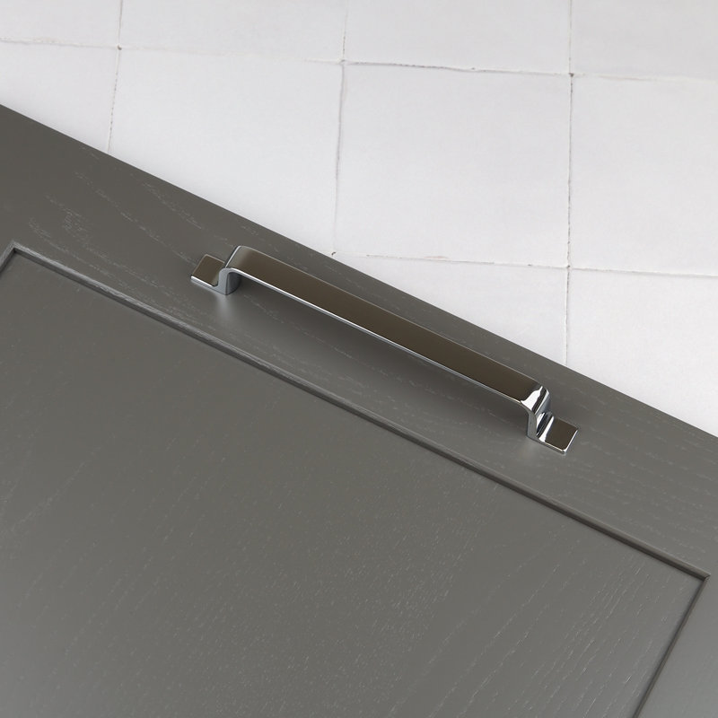 Strap Style Bar Handles in Multiple Finishes, Chrome, 160mm