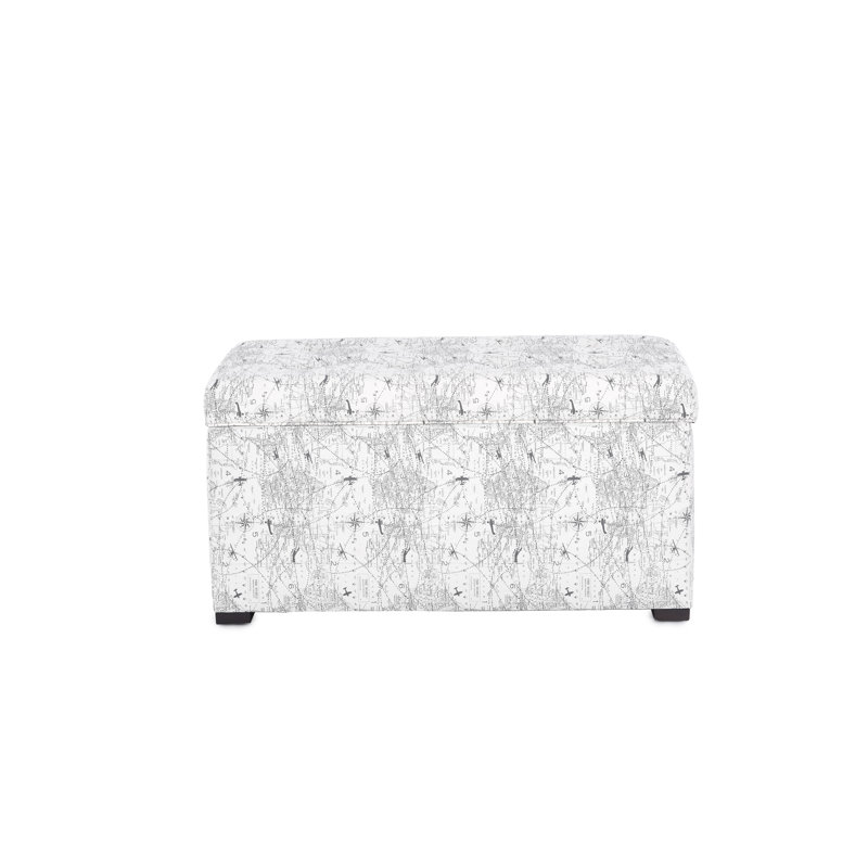 Birney Upholstered Storage Bench, Navy/White